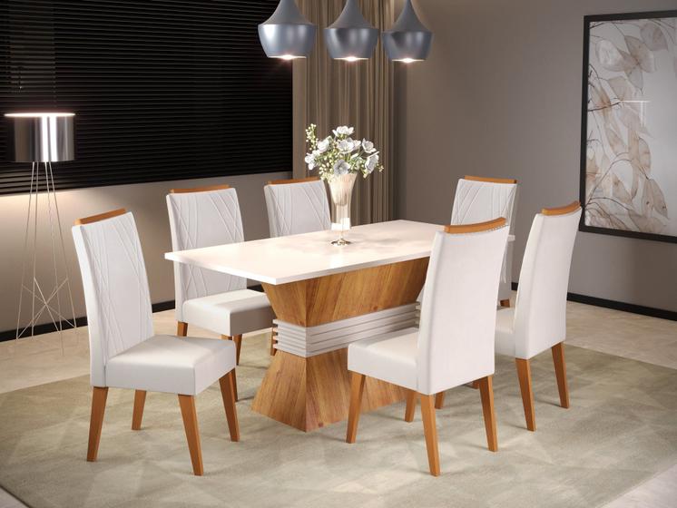 Imagem de Mesa de Jantar Retangular Empatic com 6 Cadeiras Madeira Maciça Vegas
