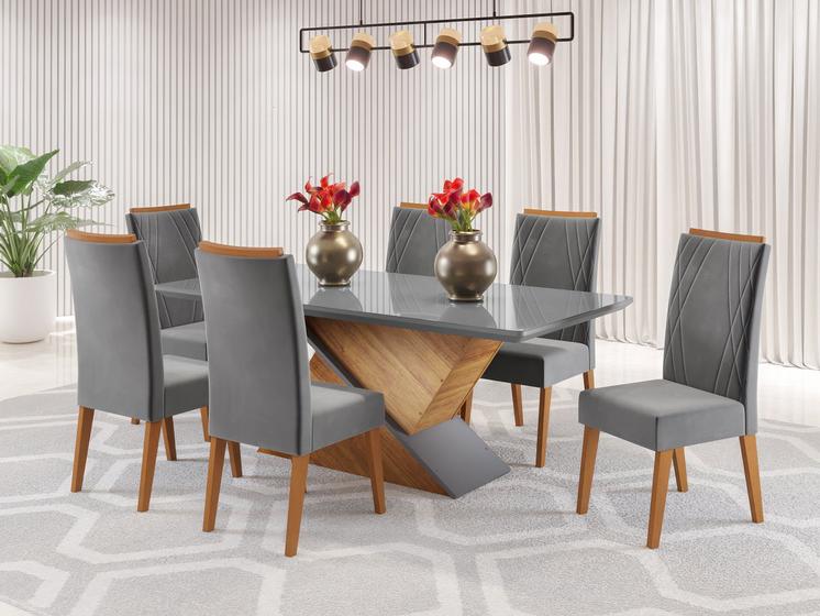 Imagem de Mesa de Jantar Retangular Encantare com 6 Cadeiras Madeira Maciça Vegas