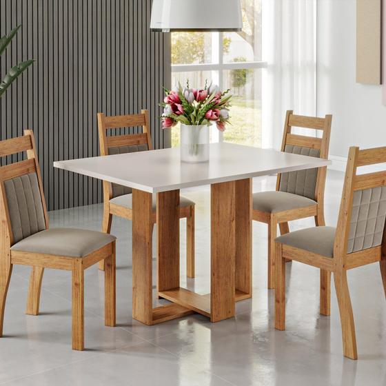 Imagem de Mesa de Jantar Retangular Eudora 1,20x80 com 4 Cadeiras Sicilia