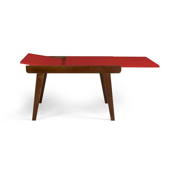 Imagem de Mesa de Jantar Retangular Extensível Maxi Cacau e Vermelho