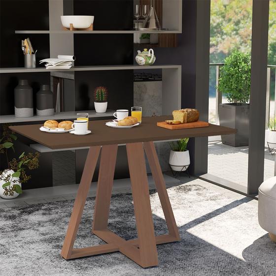 Imagem de Mesa de Jantar Retangular Manu Base Madeira Maciça 120x77cm -imbuia