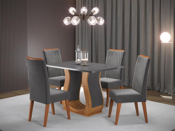 Imagem de Mesa de Jantar Retangular Nubia com 4 Cadeiras Madeira Maciça Vegas
