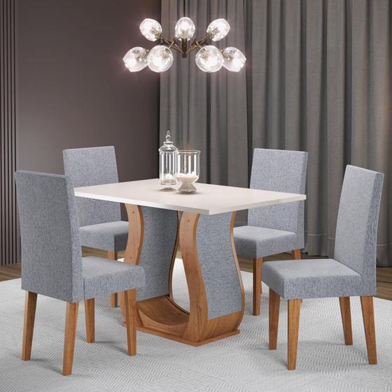 Imagem de Mesa de Jantar Retangular Sala Criare 120x80cm com 4 Cadeiras Venus