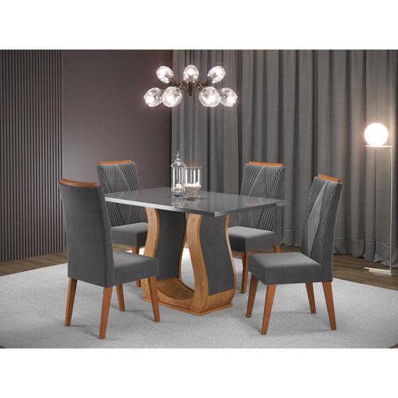 Imagem de Mesa de Jantar Retangular Salin com 4 Cadeiras Madeira Maciça Vegas