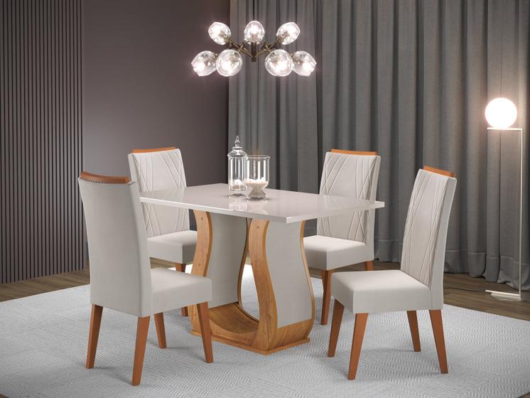 Imagem de Mesa de Jantar Retangular Salin com 4 Cadeiras Madeira Maciça Vegas