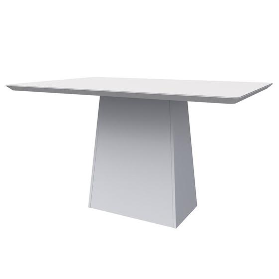 Imagem de Mesa de Jantar Retangular Tampo com Vidro Bella 135 cm Off White - D'Rossi
