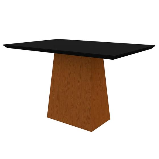 Imagem de Mesa de Jantar Retangular Tampo com Vidro Ester 180 cm Preto Base Ypê - D'Rossi