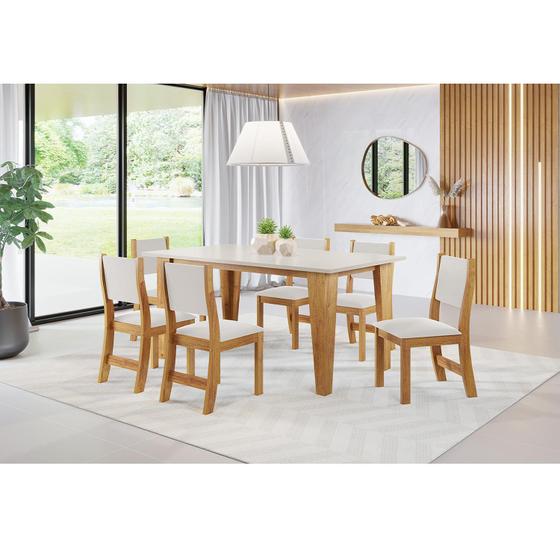 Imagem de Mesa de Jantar Retangular Valduga C/6 Cad Sol Mel/Blonde/V.marfim