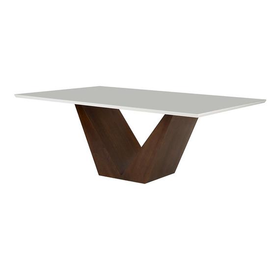 Imagem de Mesa de Jantar Retangular Versus de Madeira com Tampo de Vidro