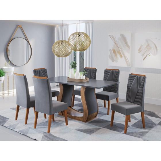 Imagem de Mesa de Jantar Retangular Vitalic com 6 Cadeiras Madeira Maciça Vegas