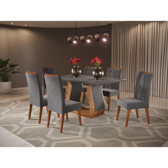 Imagem de Mesa de Jantar Retangular Wanda com 6 Cadeiras Madeira Maciça Vegas