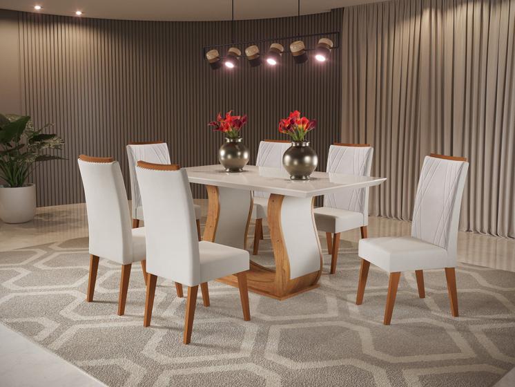 Imagem de Mesa de Jantar Retangular Wanda com 6 Cadeiras Madeira Maciça Vegas