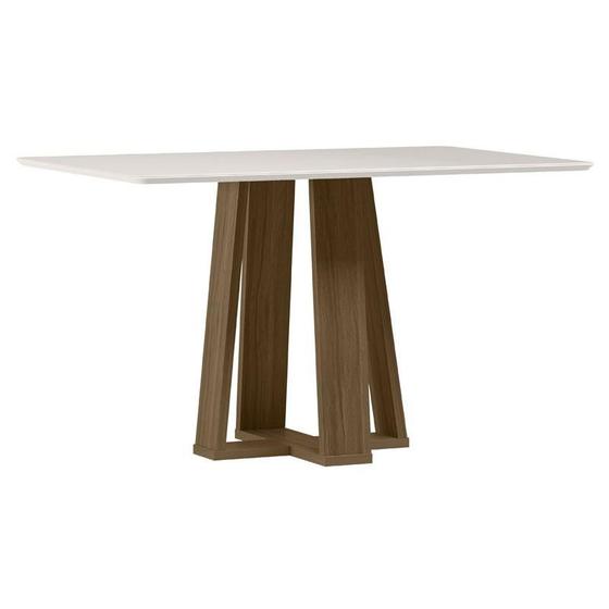 Imagem de Mesa de Jantar Rubi 120x80 cm com Vidro Imbuia Off White  New Ceval