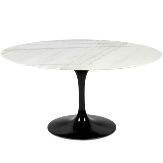 Imagem de Mesa de Jantar Saarinen Oval 120x80 cm Mármore Branco Extra Base Preta