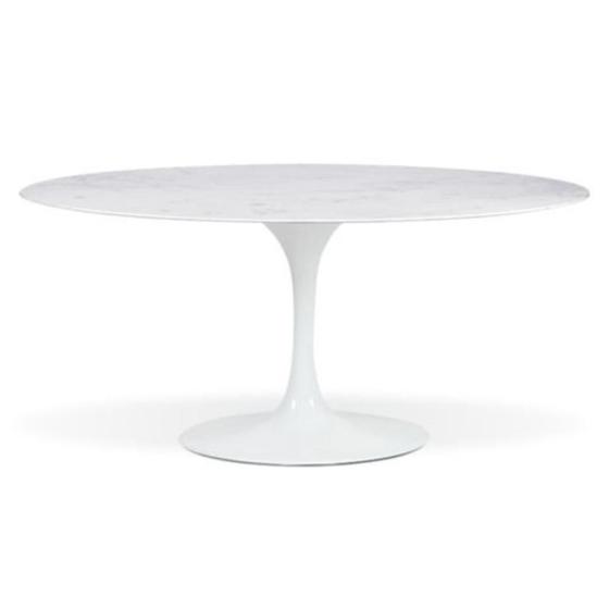 Imagem de Mesa de Jantar Saarinen Oval 160x90 cm Mármore Branco Extra Base Branca