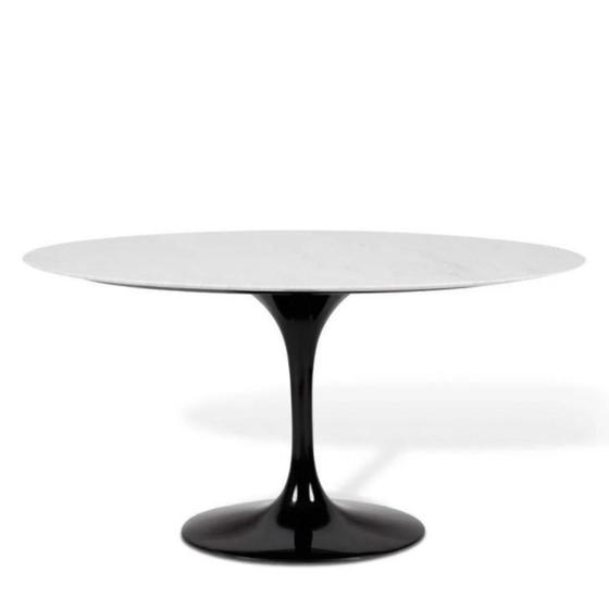 Imagem de Mesa de Jantar Saarinen Oval 180x100 cm Mármore Carrara Base Preta