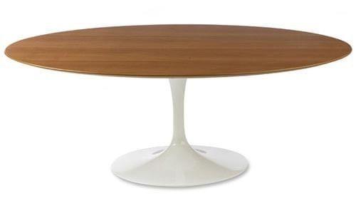 Imagem de Mesa De Jantar Saarinen Oval 244x137 cm Madeira Base Branca