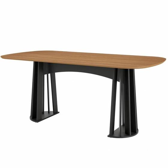 Imagem de Mesa de Jantar Santorini Freijó Pés Ripados Preto Fosco 180cm - 67982