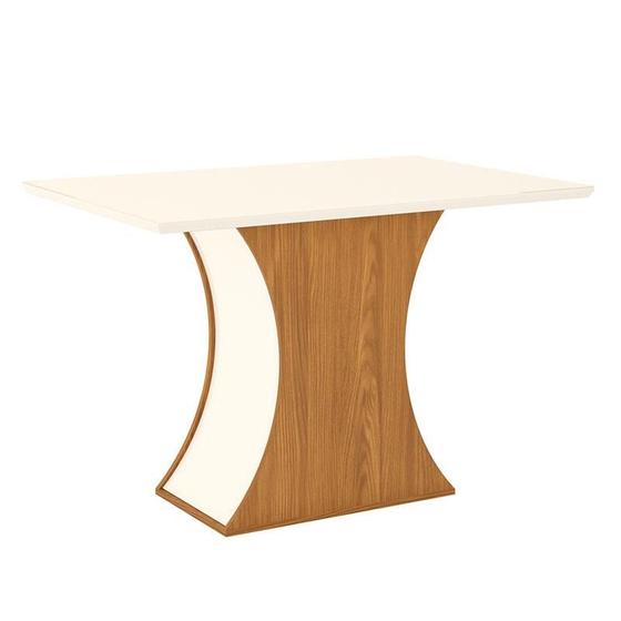 Imagem de Mesa de Jantar Selena 120 cm Tampo Reto com Vidro Nature Off White  Henn