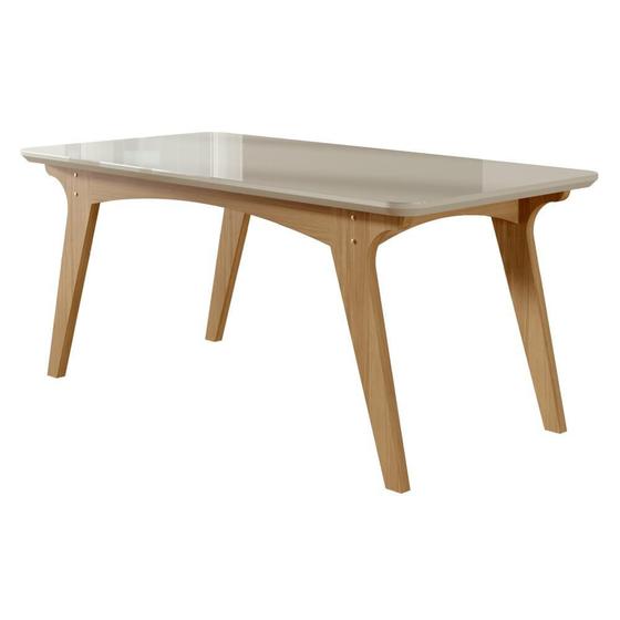 Mesa de Jantar Selena Retangular Tampo em MDF e Vidro Temperado 180cm Cozinha Cor Marrom Off White Menor preço em Mesa de Jantar Selena Retangular Tampo em MDF e Vidro Temperado 180cm Cozinha Cor Marrom Off White