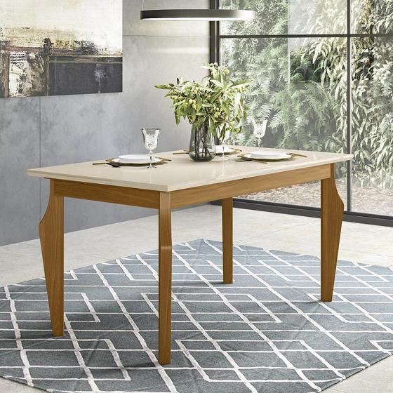 Imagem de Mesa de Jantar Tampo de Vidro 160cm Ghala Nature Off White