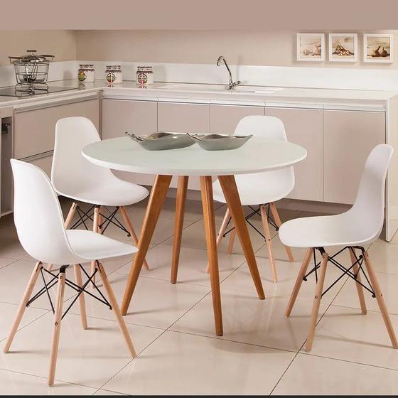 Imagem de Mesa de Jantar Tampo redondo 90cm com 4 Cadeiras Eiffel