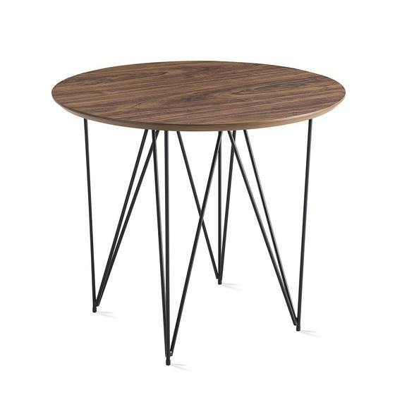 Imagem de Mesa de Jantar Torre com Tampo MDF Tabaco Base Aco Aramado Preta 90 cm (DIAM) - 55756