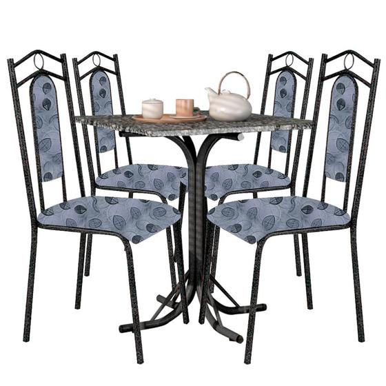 Imagem de Mesa de jantar Tubular Bahia Quadrada de 75x75 com 4 cadeiras Pedra de Granito - SerraTubos