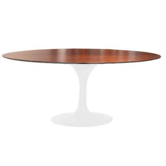 Imagem de Mesa de Jantar Tulipa Saarinen Oval 120x80 cm Tampo Imbuia Base Branca