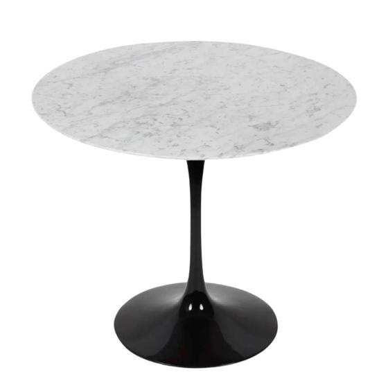 Imagem de Mesa de Jantar Tulipa Saarinen Redonda 100 cm Mármore Carrara Base Preta