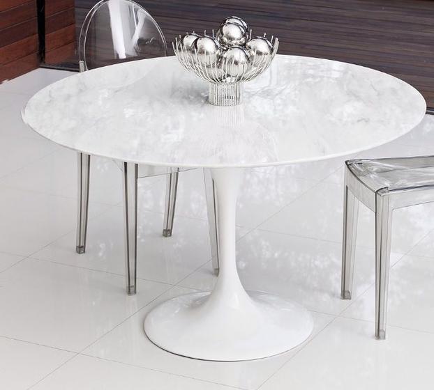 Imagem de Mesa de Jantar Tulipa Saarinen Redonda 110 Mármore Branco Extra