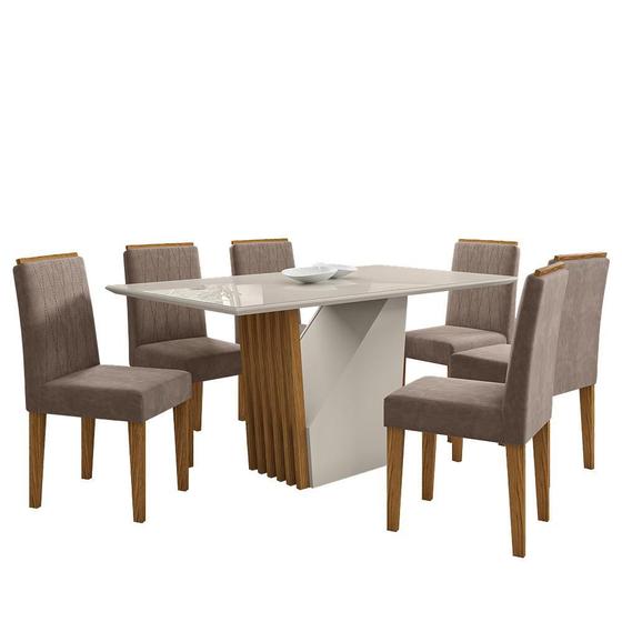 Imagem de Mesa de Jantar Veneza 160x90 com 6 Cadeiras Ana - New Ceval