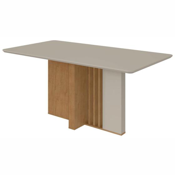 Imagem de Mesa de Madeira Astrid com Vidro Amêndoa Clean/Off White 74061 - Móveis Lopas