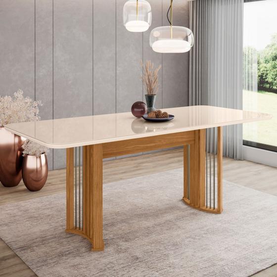 Imagem de Mesa de Madeira ísis com Vidro Nature/Off White Sc61 - Henn