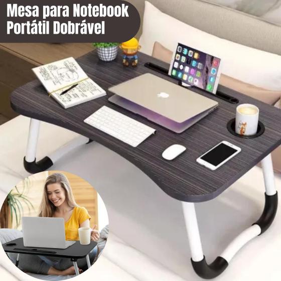 Imagem de Mesa de Madeira Para Notebook Portátil Dobrável Funcional Suporte