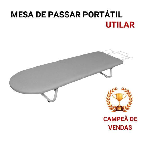 Imagem de Mesa de passar roupa portatil tabua de passar dobravel com porta ferro