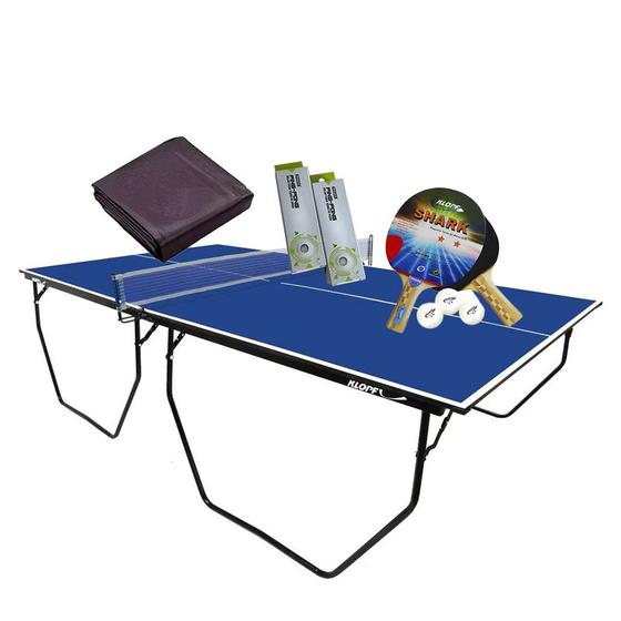 Imagem de MESA DE PING PONG COM RODÍZIO MDF 15mm KLOPF 1009 + KIT 5055 + 6 Bolinhas + Capa Slim