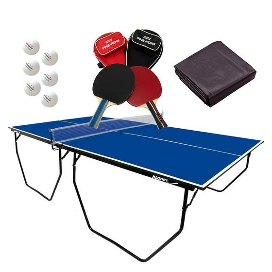 Imagem de MESA DE PING PONG MDF 15mm 1009 KLOPF + Kits Raquete, Bolinhas c/ Estojos + Capa Mesa Aberta