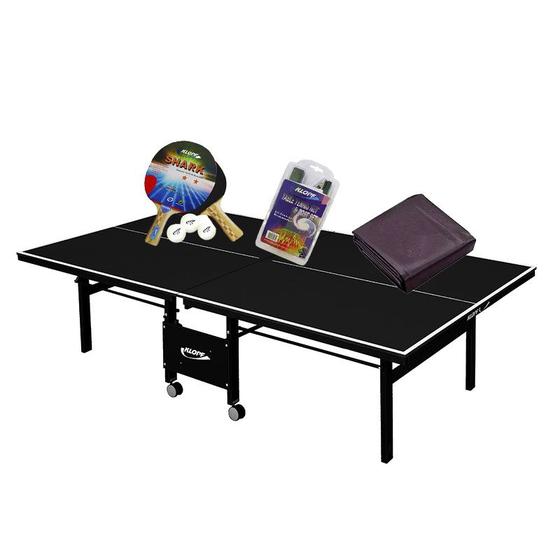 Imagem de MESA DE PING PONG MDF 18mm 1084 PRETA KLOPF + Kit Raquetes e Bolinhas + Rede Master + Capa Fechada