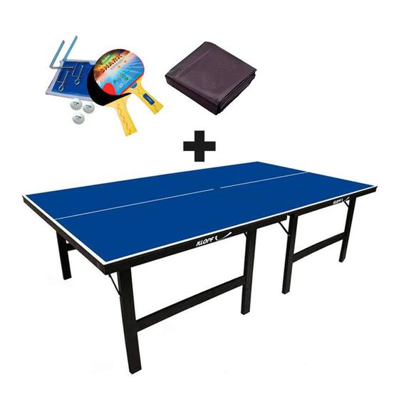 Imagem de MESA DE PING PONG MDP 18mm 1002 KLOPF + KIT Suporte, Rede, Bolinhas 5031 + Capa Para Mesa Aberta/Montada 7001