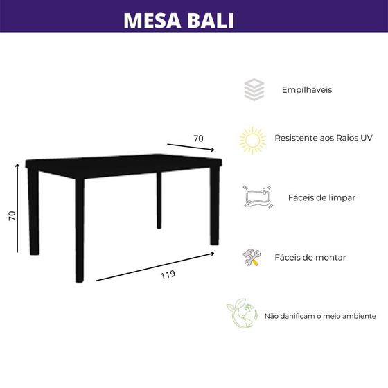 Mesa de Plástico Retangular Preta Bali Desmontável 120x70cm Menor preço em Mesa de Plástico Retangular Preta Bali Desmontável 120x70cm