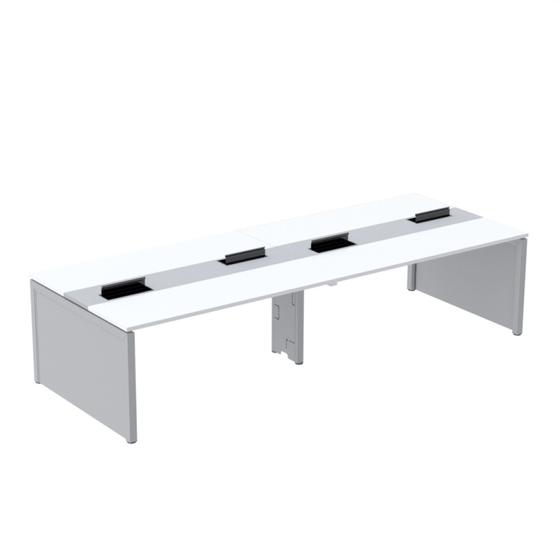 Imagem de Mesa de Plataforma Dupla para 4 Pessoas Corporativa 150x140/4p Branco/Cinza