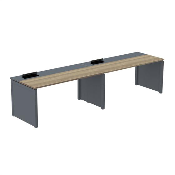 Imagem de Mesa de Plataforma Simples para 2 Pessoas Corporativa 140x792/2p Pscpp140/792/2p Noce Naturalle/Grafito