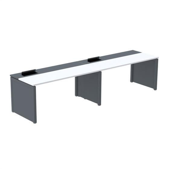 Imagem de Mesa de Plataforma Simples para 2 Pessoas Corporativa 150x792/2p Pscpp150/792/2p Branco/Grafito