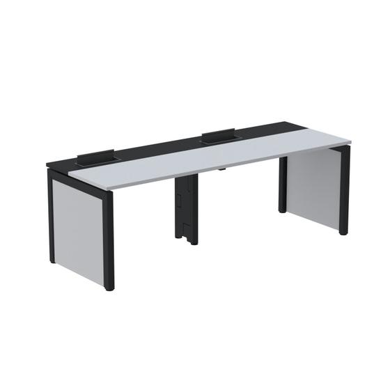 Imagem de Mesa de Plataforma Simples para 2 Pessoas Corporativa 160x792/2p Pscpp160/792/2p Branco/Preto