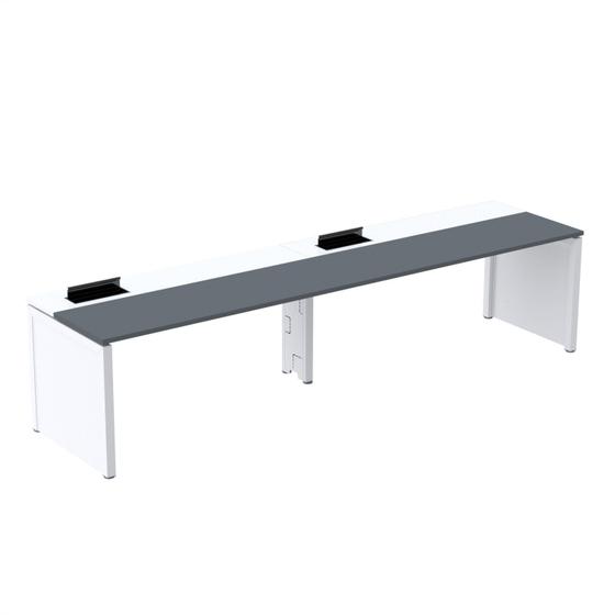 Imagem de Mesa de Plataforma Simples para 2 Pessoas Corporativa 160x792/2p Pscpp160/792/2p Grafito/Branco