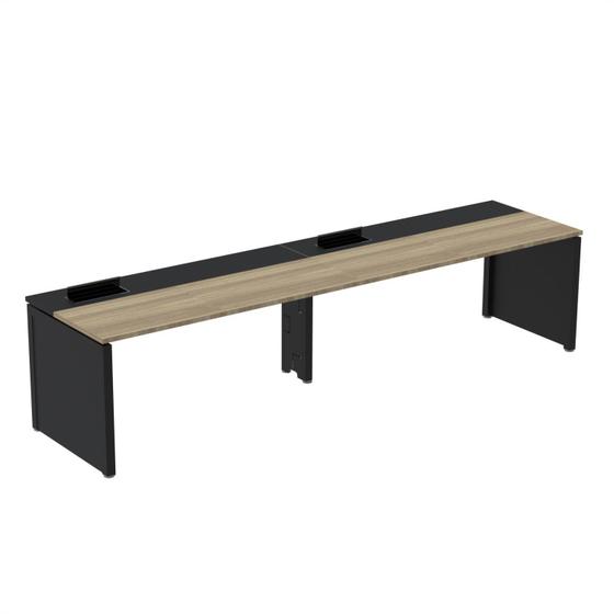 Imagem de Mesa de Plataforma Simples para 2 Pessoas Corporativa 160x792/2p Pscpp160/792/2p Noce Naturalle/Preto