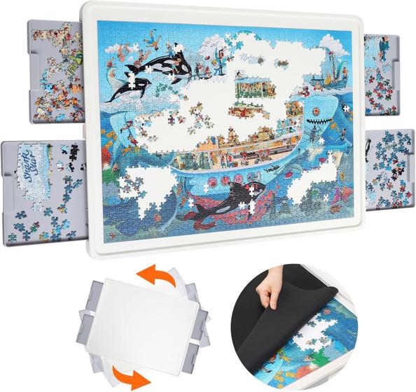 Imagem de Mesa de Quebra-Cabeça Playboda 1500 Peças - com Gavetas e Tampa (35x27 Polegadas)