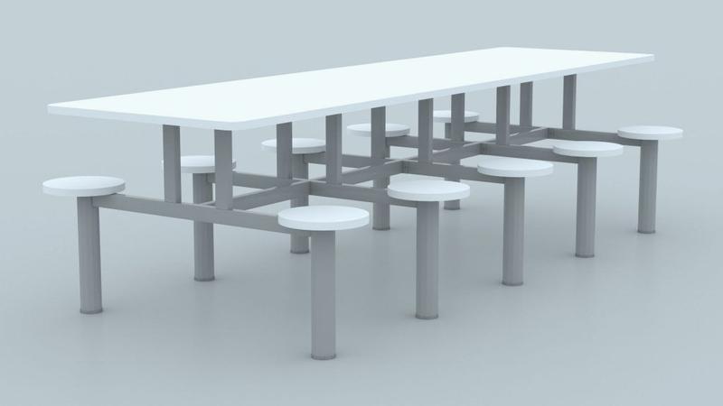 Imagem de Mesa de Refeitório com 10 lugares Com Bancos Acoplados