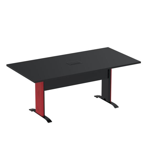 Imagem de Mesa De Reunião Com Power Box Aretto Pandin 2,00 M Preto e Vermelho